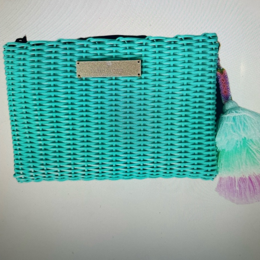 Turquoise Woven Clutch with Tassel